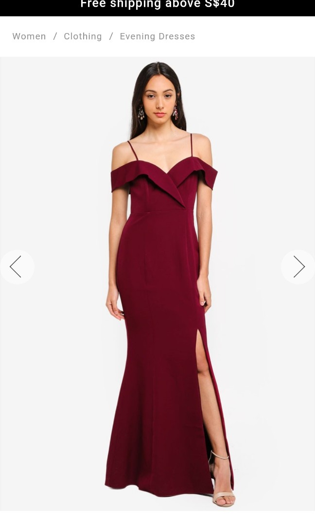 Off Shoulder Dress wine colour, Women's 