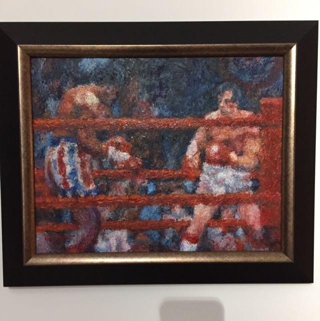 Original Painting Rocky Balboa Vs Apollo Creed With Custom Frame