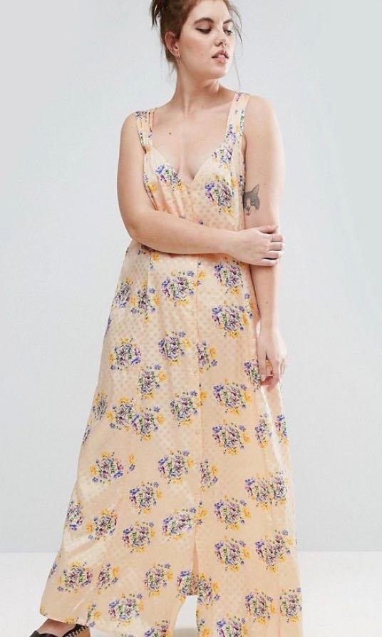 UK 24 ASOS Floral Crossback Maxi Dress 