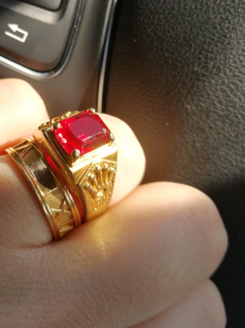 Sold Rolex Red Stone Ring Men S Fashion Accessories Others On Carousell