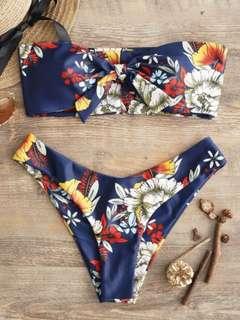 Zaful Navy Floral Bikini