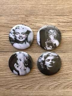 Marilyn Monroe Badges (4 Pack) 58mm