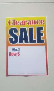 A3 AND A4 PAPER PRICING SIGNAGE  .