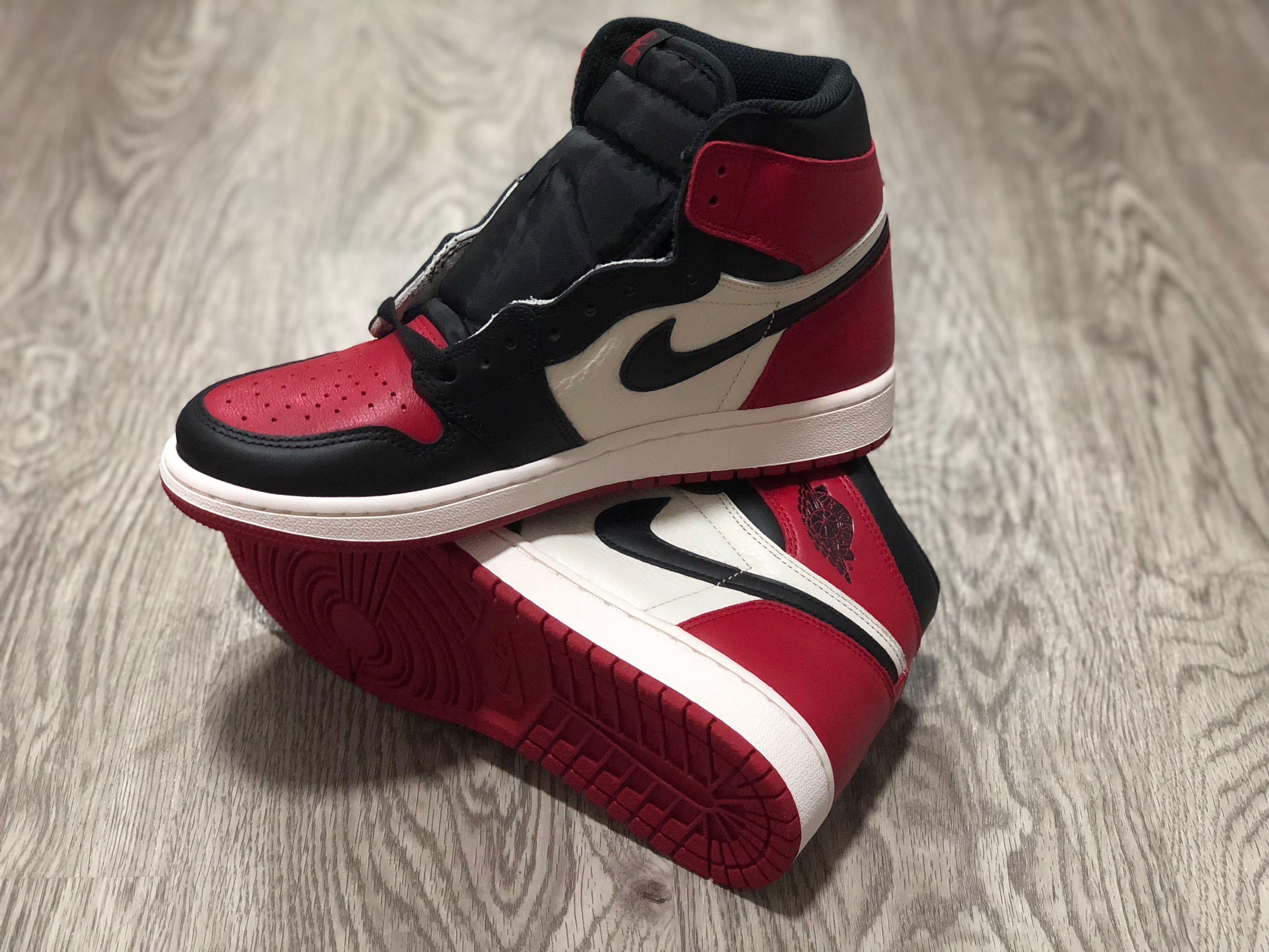 Air Jordan 1 Bred Toe 2018 Men s Fashion Footwear Sneakers on