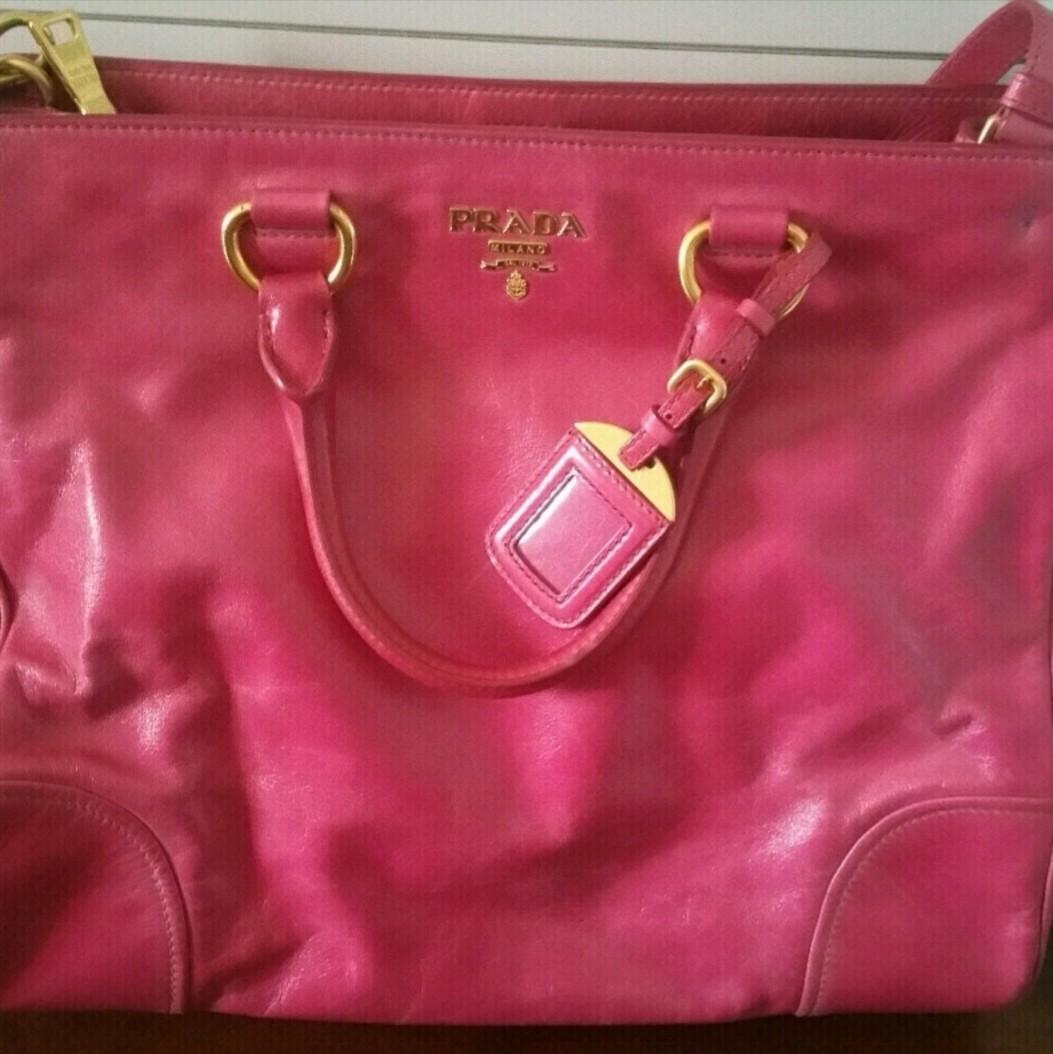 pink prada tote bag