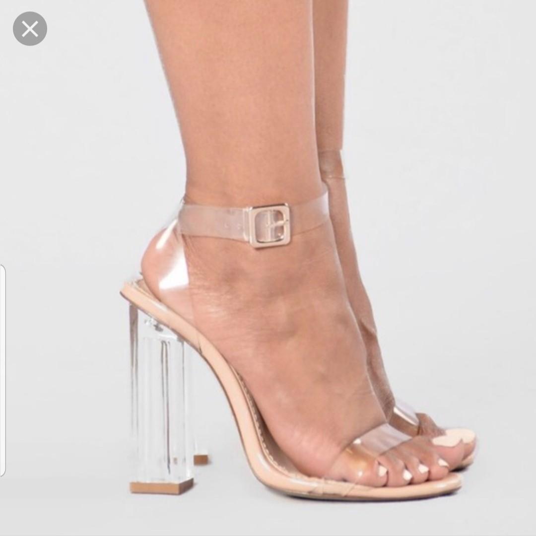 nude glass heels
