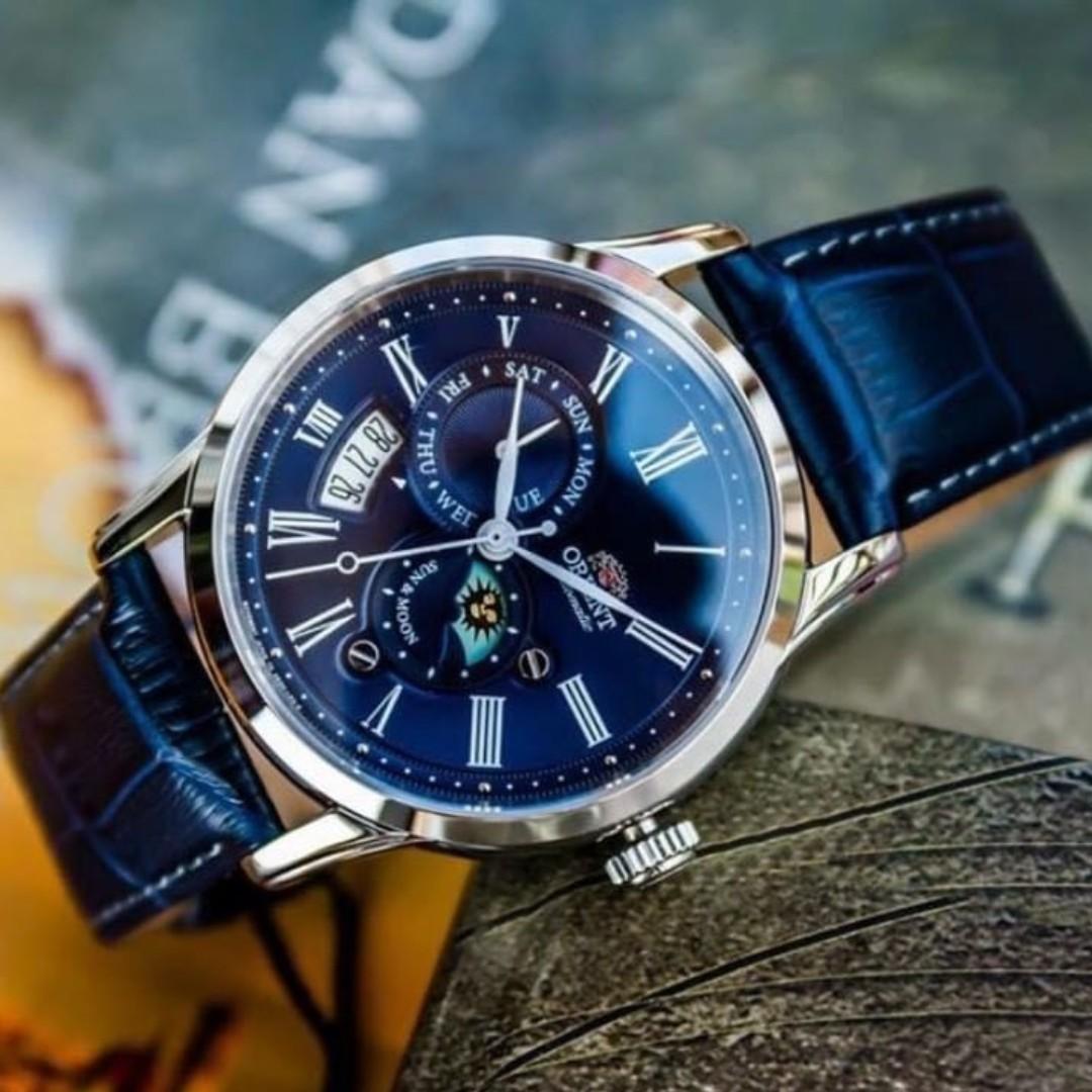 BNIB Orient Sun and Moon Version 3 Blue Dial Automatic SAK00005D Mens Watch