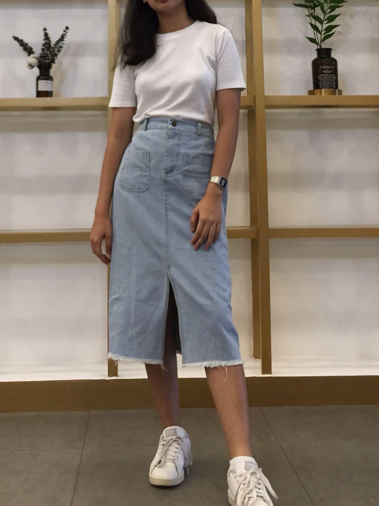 denim skirt coord