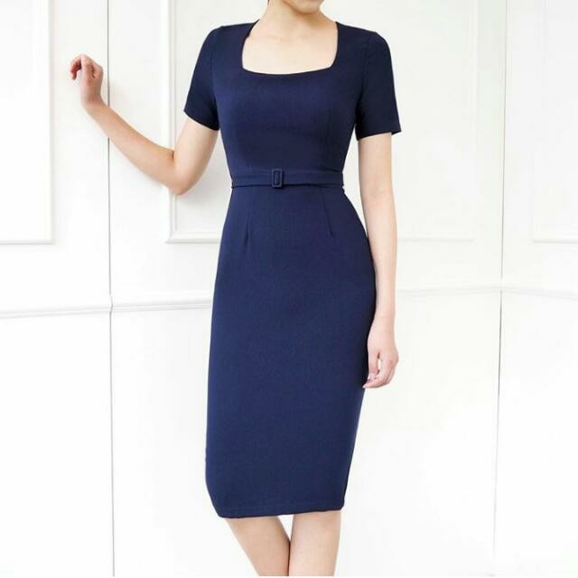 navy office dress