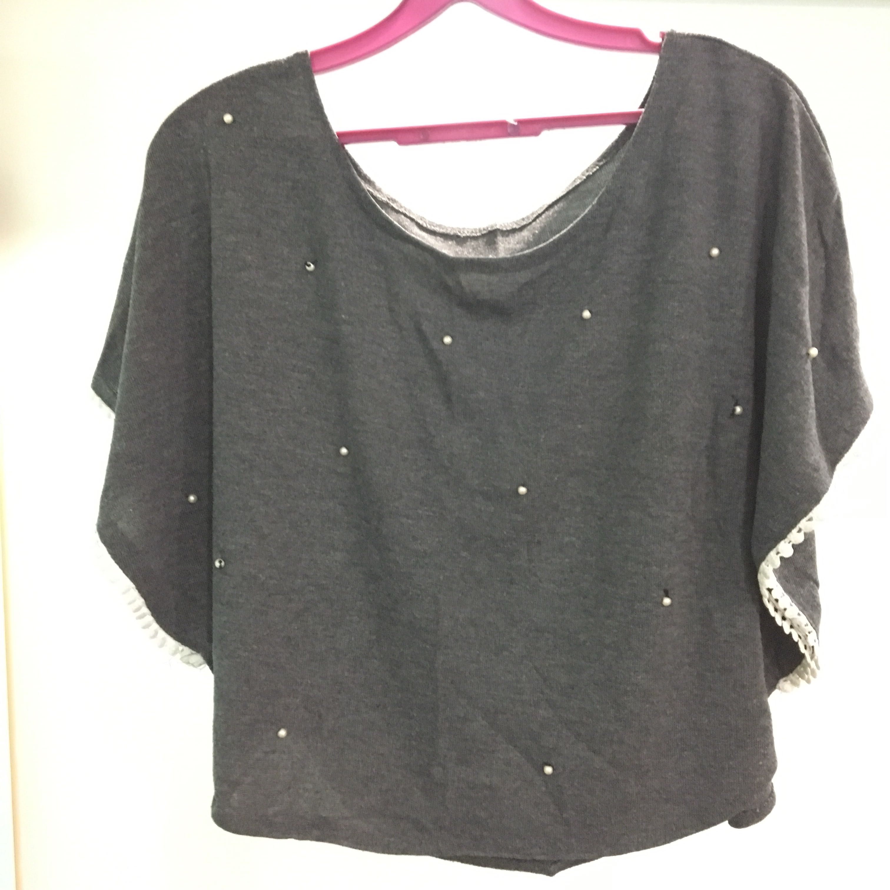 grey batwing top