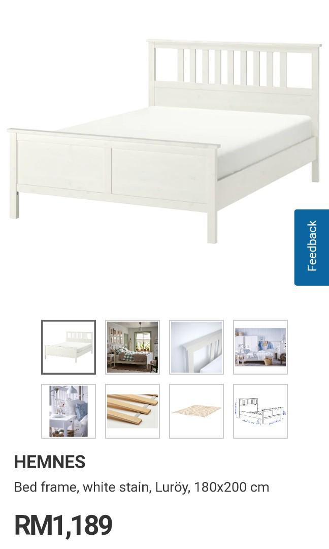 Ikea hemnes king size bed frame, Furniture & Home Living, Furniture