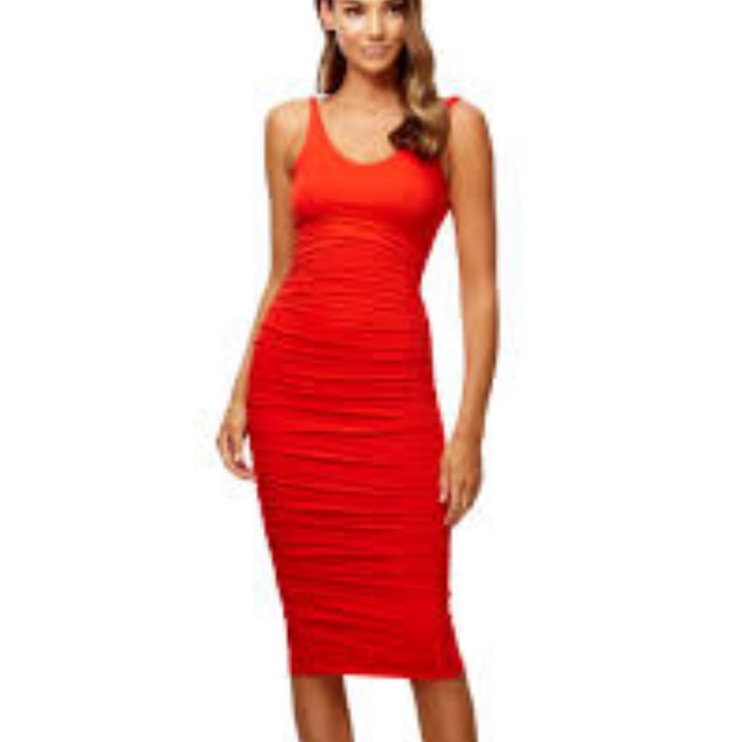 Kookai Red Midi Dress - Size 1, Women's