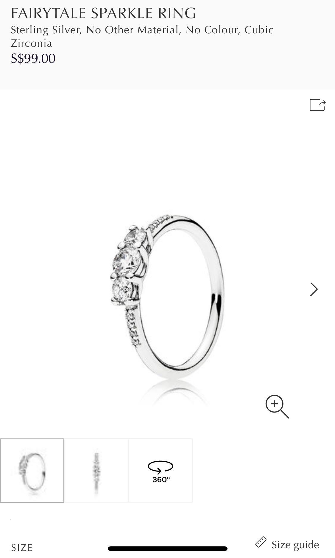 Pandora Fairytale sparkle ring Women s Fashion Jewelry Organisers Precious Stones on Carousell