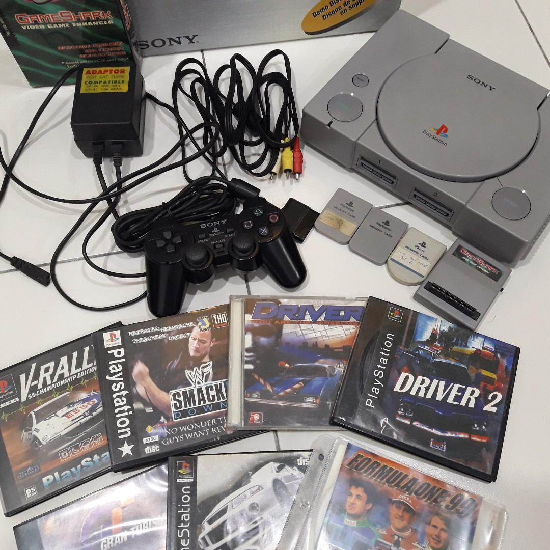 playstation-one-ps1-with-gameshark-30-cd-games-dancing-mat-video-gaming-video-game-consoles