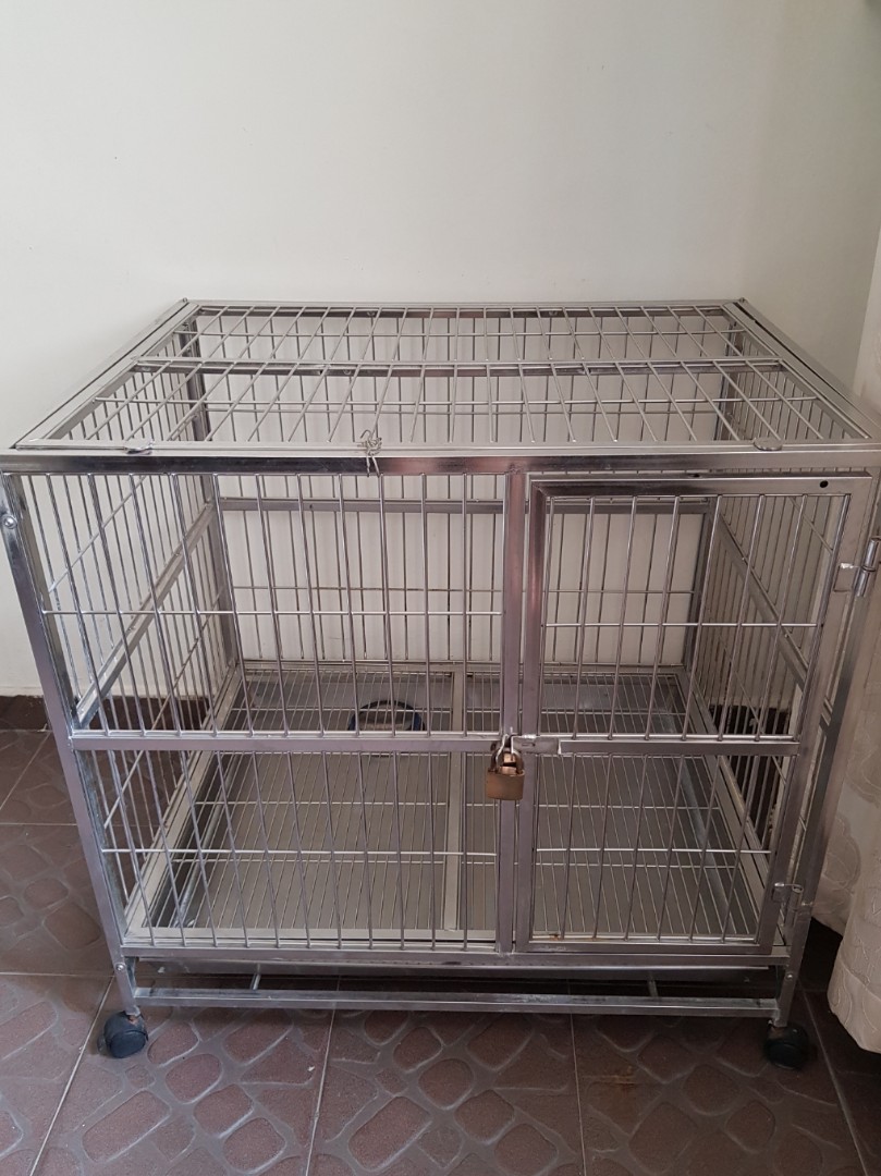 Preloved stainless steel dog cage, Pet Supplies, Homes & Other Pet