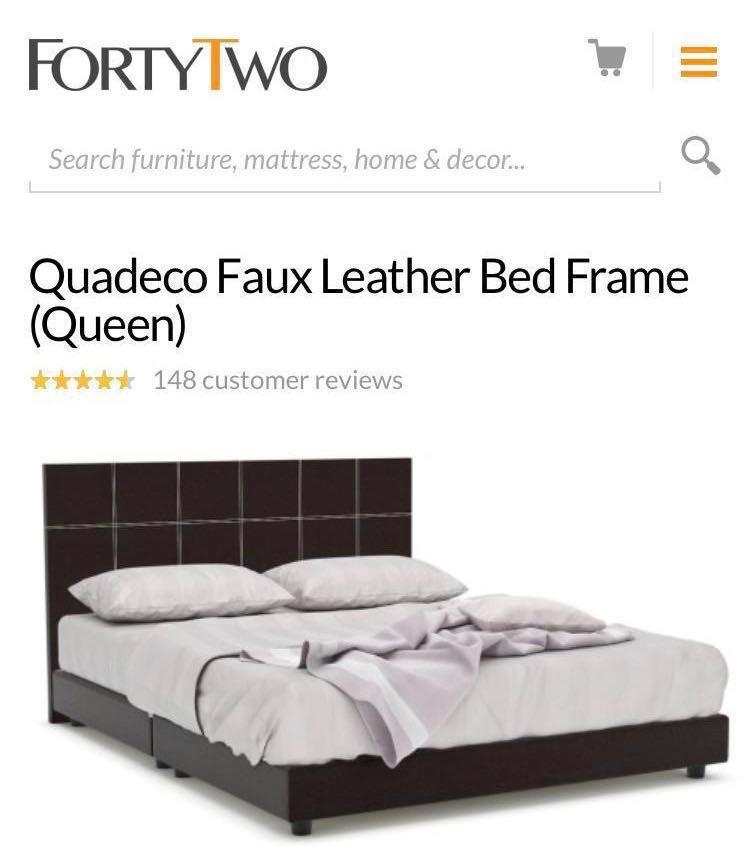 Quadeco Faux Leather Bed Frame Queen Fortytwo Furniture Beds