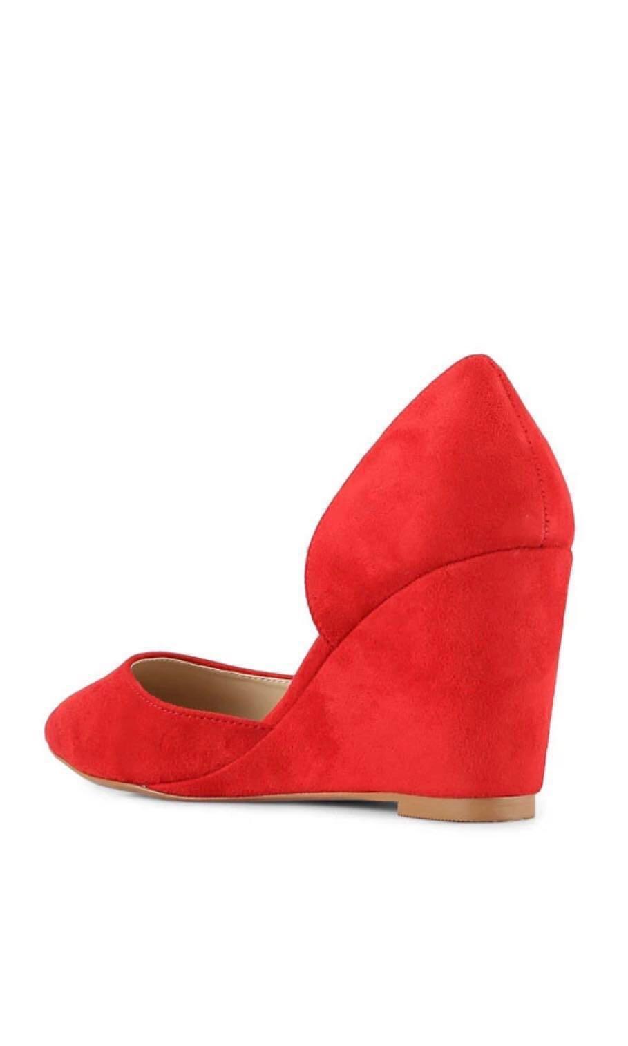 Red suede wedge cheap