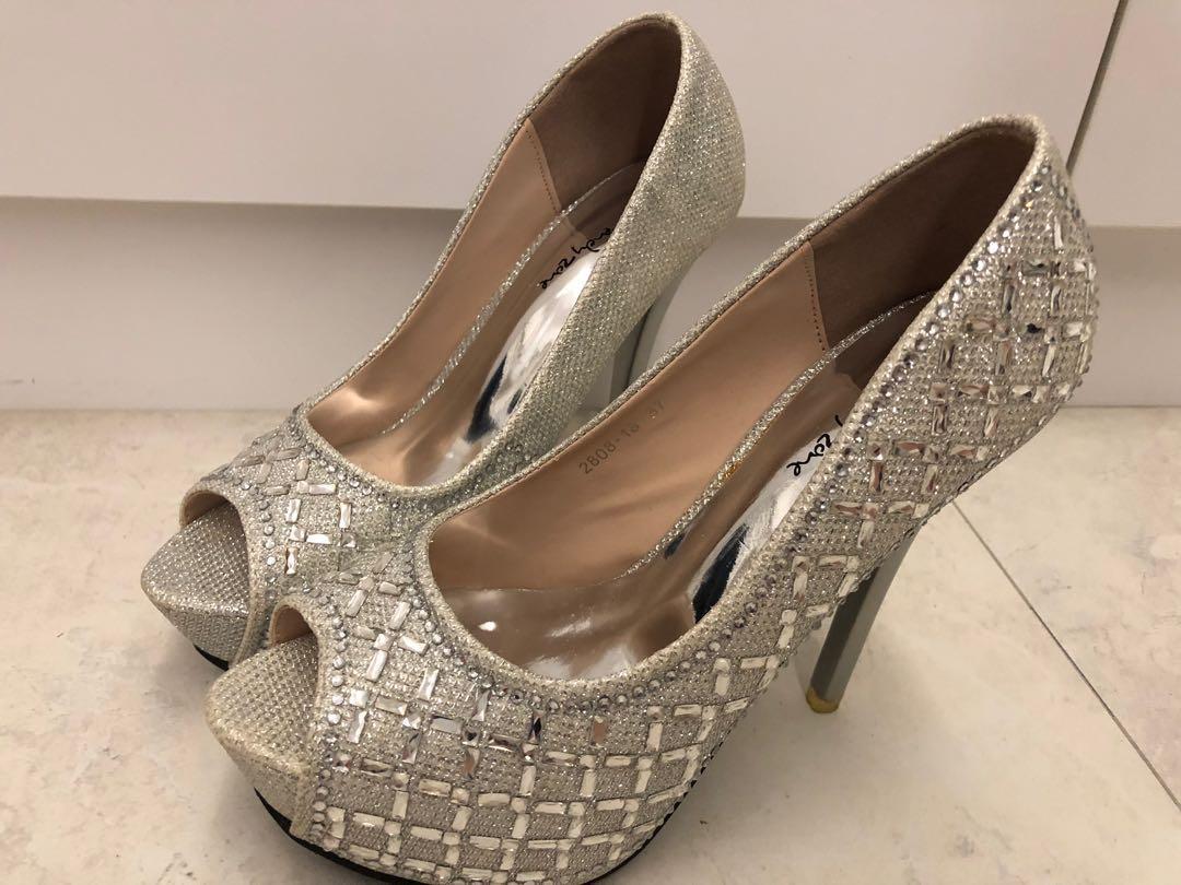 sale silver heels