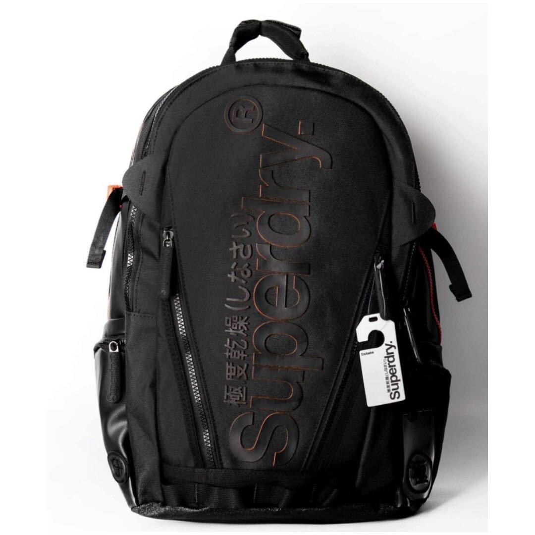 superdry backpack black orange