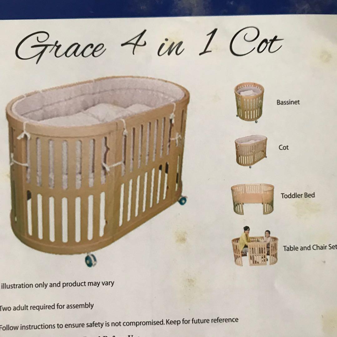 Used White Round Cot Grace 4 In 1 Babies Kids Cots Cribs