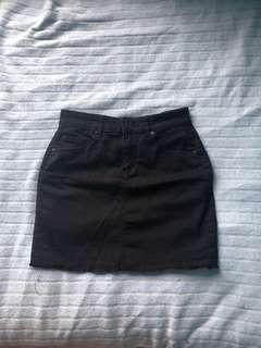 s black, denim skirt