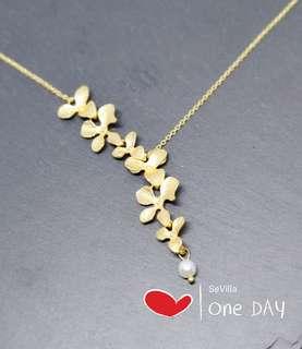 Gold Orchid flower with pearl (back by popular demand)
