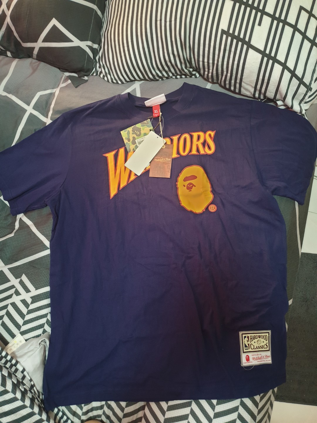 AAPE BAPE GS Warriors Mitchell & Ness Shirt L Large Bathing