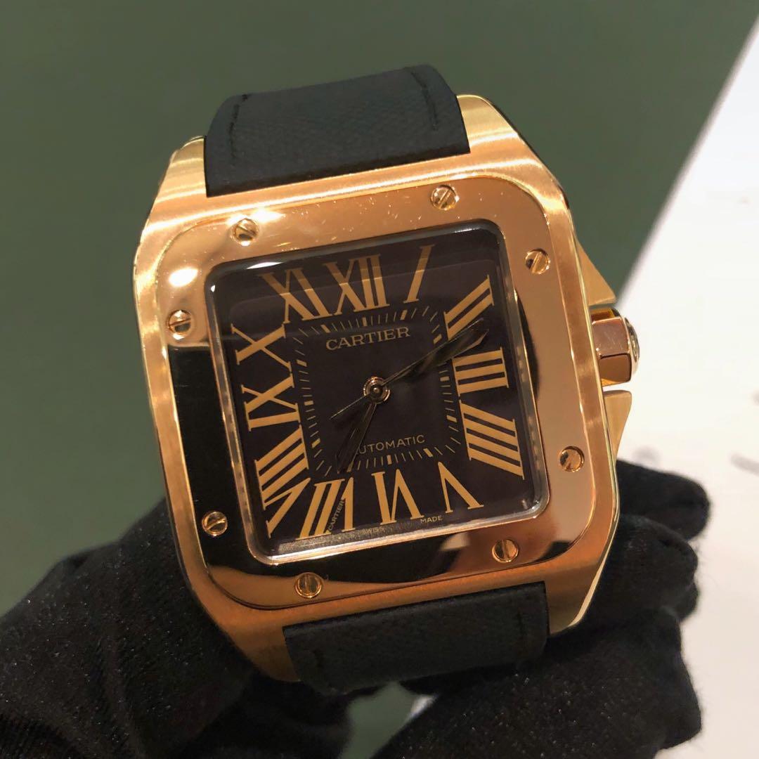 cartier rose gold rubber strap