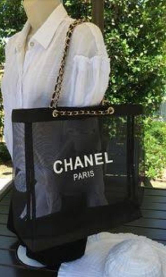 Chanel mesh tote beach bag, Women's Fashion, Bags & Wallets, Beach Bags on  Carousell