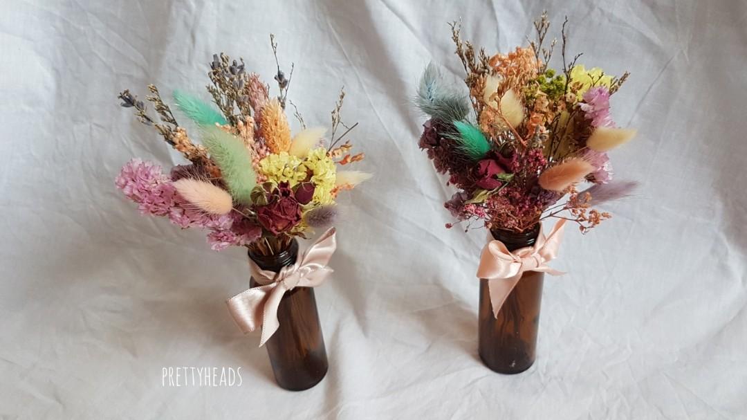 Colourful Dried Flowers In Vases Gardening Flowers Bouquets On