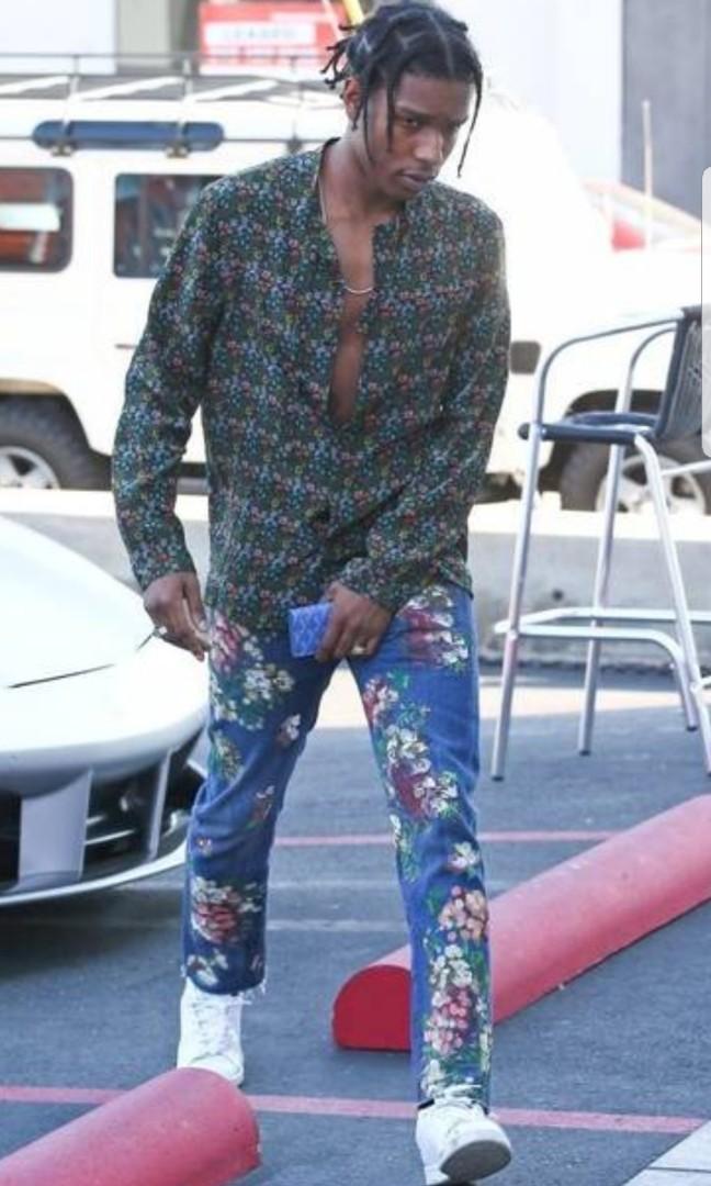 Asap rocky floral jeans clearance
