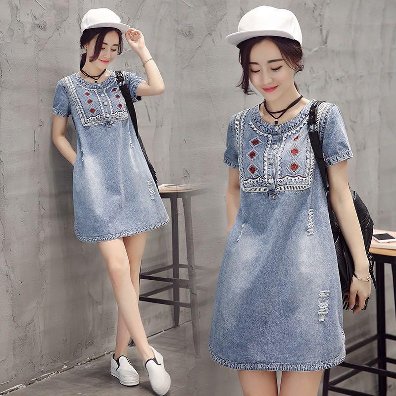 bohemian denim dress