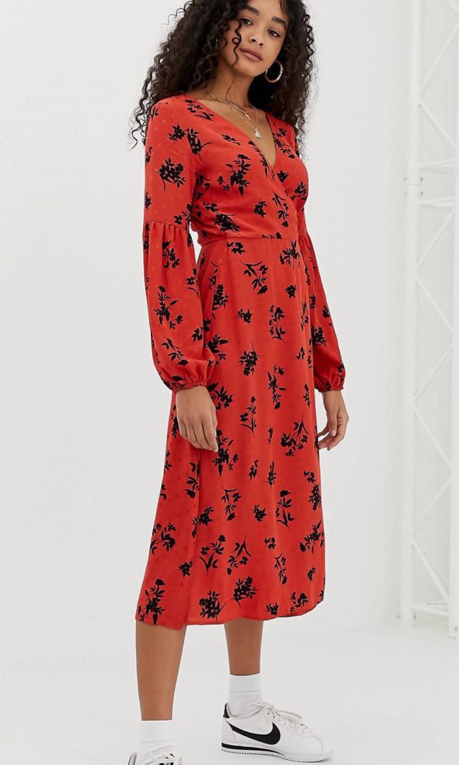 asos lace insert panelled midi dress