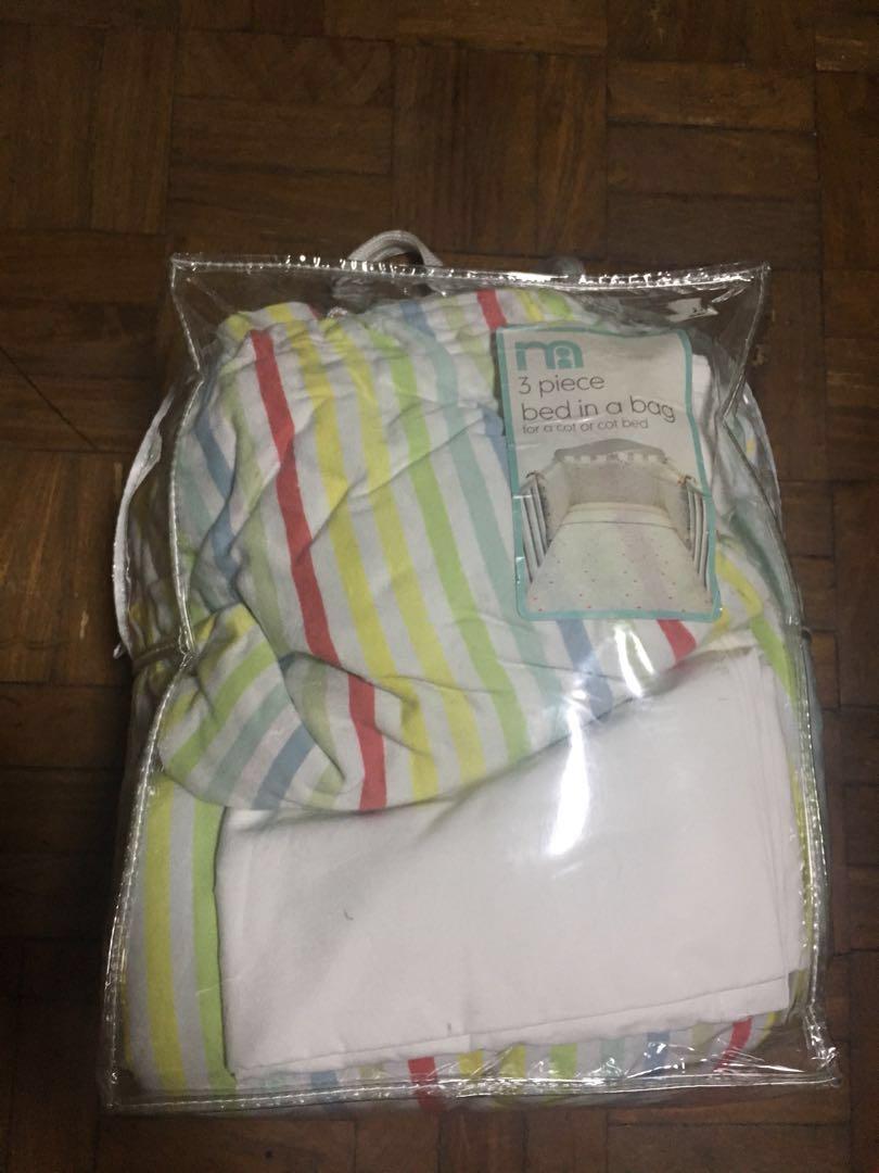 Mothercare crib beddings set (Category: Cots & Cribs) located in Quezon City. Submitted by mondstuff (Listing ID 216884326, Image 1). Description: -4pcs.(crib bumper, blanket, matte cover and sheet) -good condition *RFS-decluttering *please PM me for more details and meet-up. thank you!.