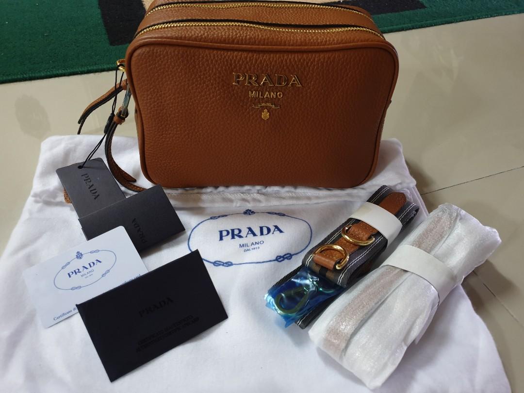 Prada Vitello Daino Double Zip Crossbody Bag