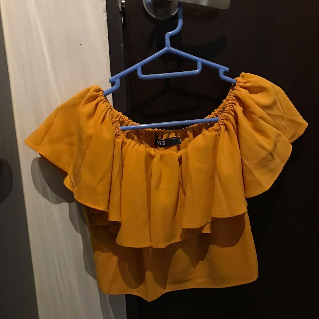 Yfs Yellow Mustard Off Shoulder Top Women S Fashion Clothes