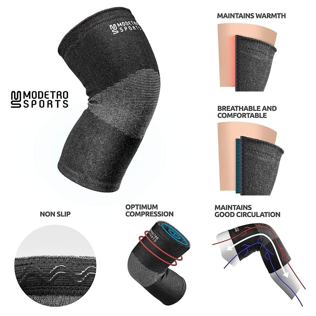 2486 Modetro Sports Knee Compression Sleeve - Knee Support - Arthritis Knee  Brace - Antimicrobial Bamboo Charcoal Fibers - Ideal for Joint Pain,  Arthritis, Running and Sports - Men and Women, Sports