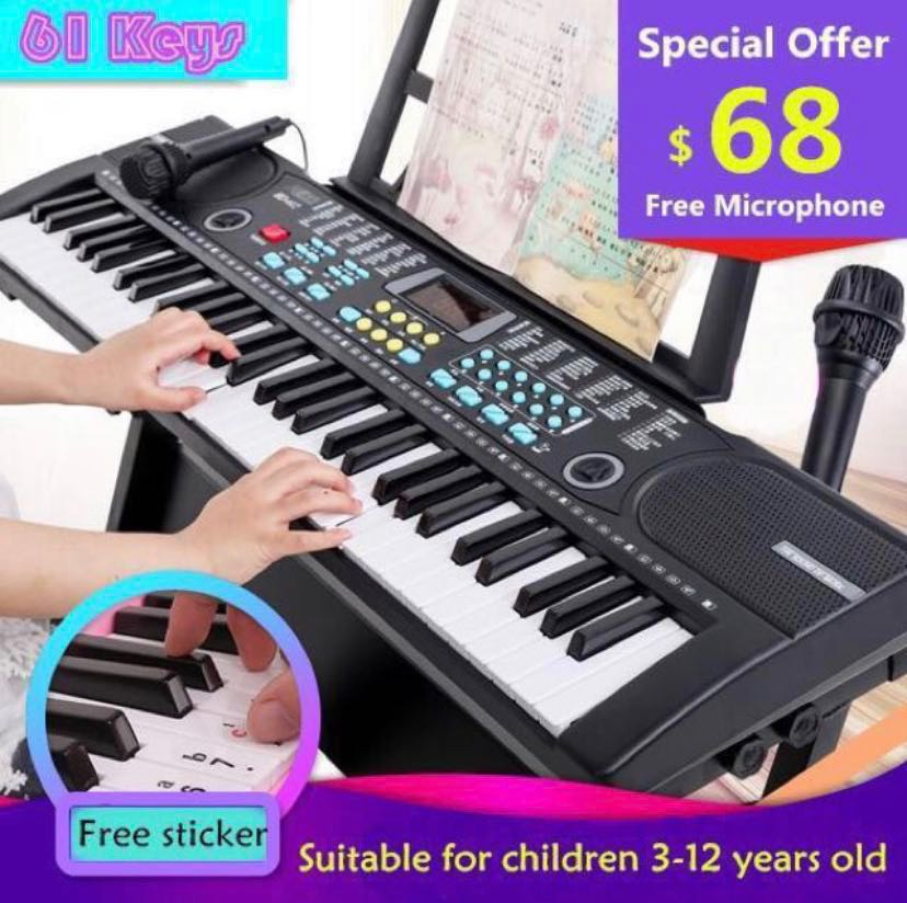 61 Keys teaching Electric Music Keyboard Piano with audio Input output ...