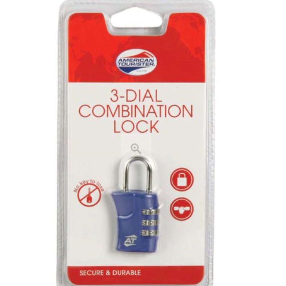 American Tourister 3 Dial Combination Lock Blue, Furniture & Home