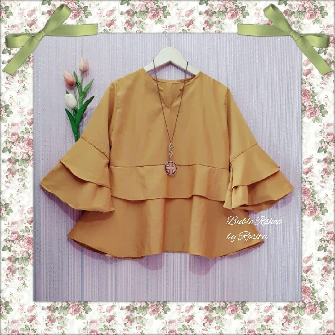 Blouse Baju Atasan Top Wanita Lengan Lonceng Terompet Terumpet Buble Kembung Kuning Yellow Preloved Second Bekas Berkualitas Fesyen Wanita Pakaian Wanita Atasan Di Carousell