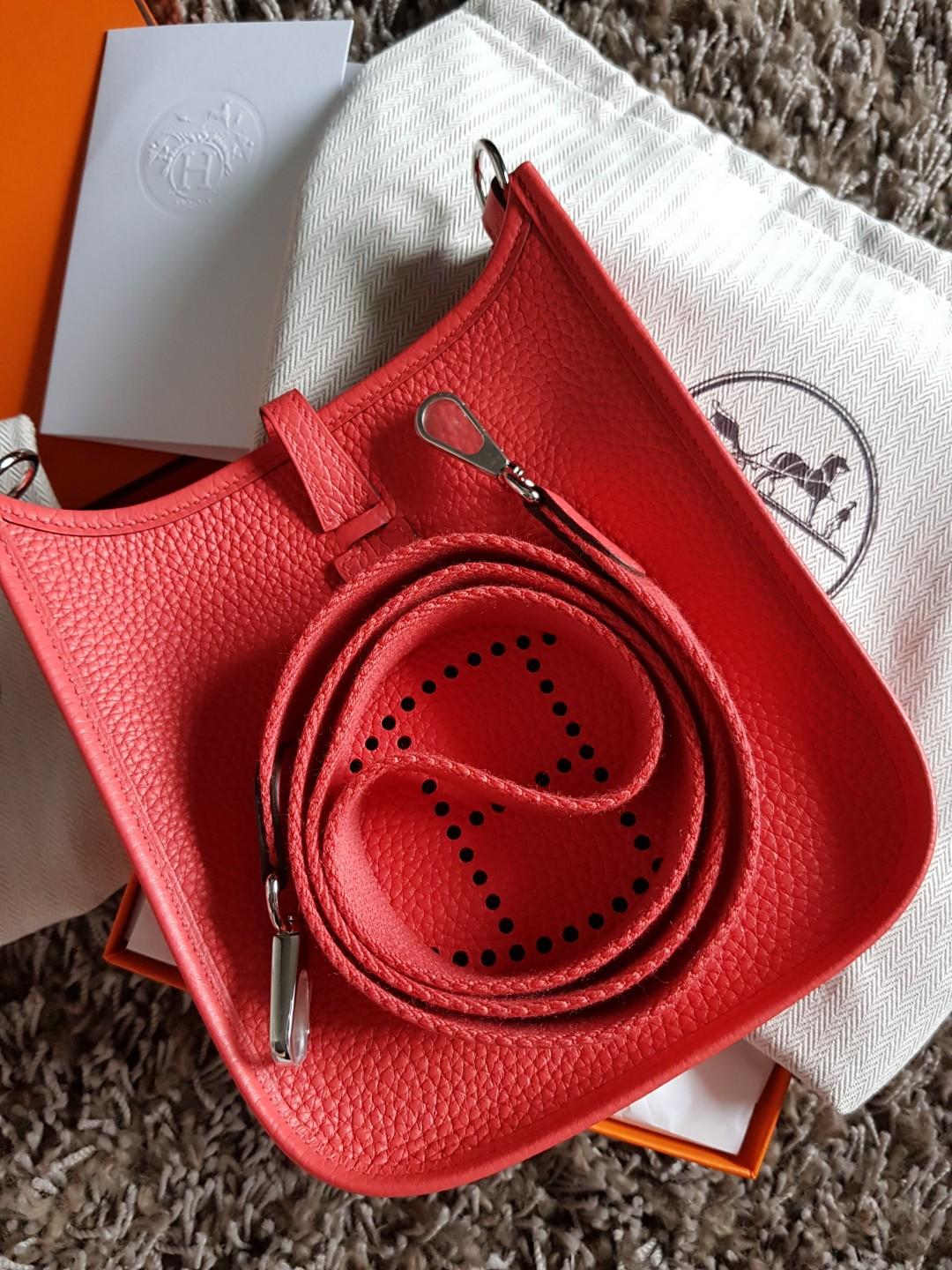 Hermès – Hermes Mini Evelyne 16 TPM Rose Jaipur Leather Palladium