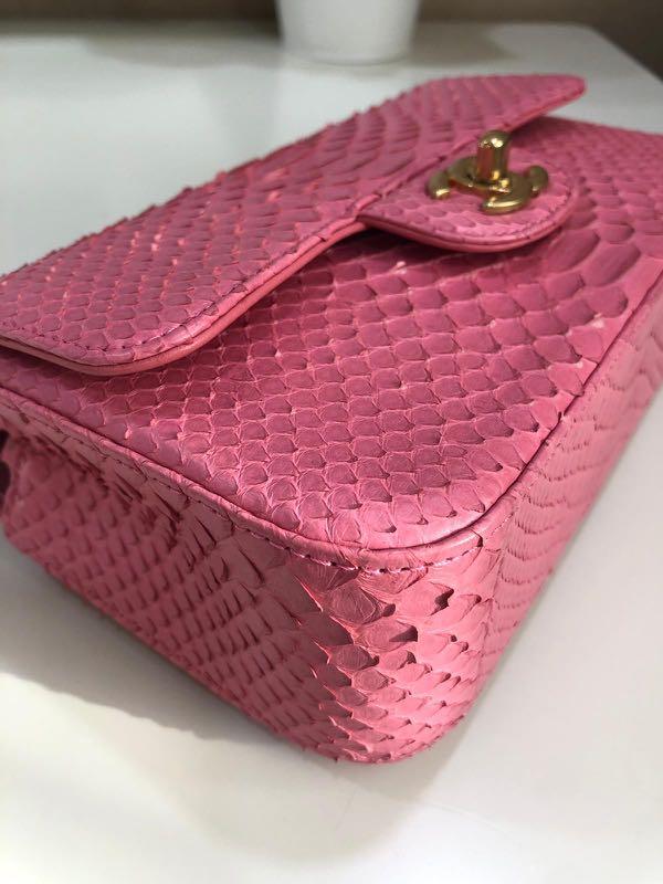 Chanel Mini Python Pink, Luxury, Bags & Wallets on Carousell