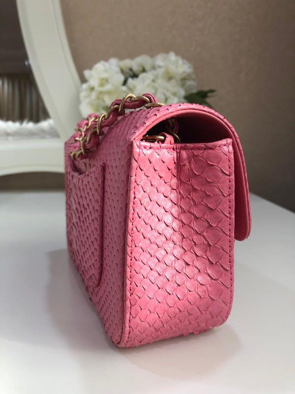 Chanel Mini Python Pink, Luxury, Bags & Wallets on Carousell