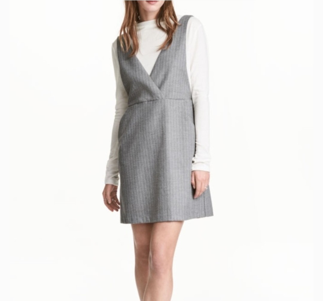 grey pinafore dress