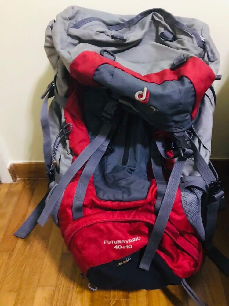 red hiking backpack