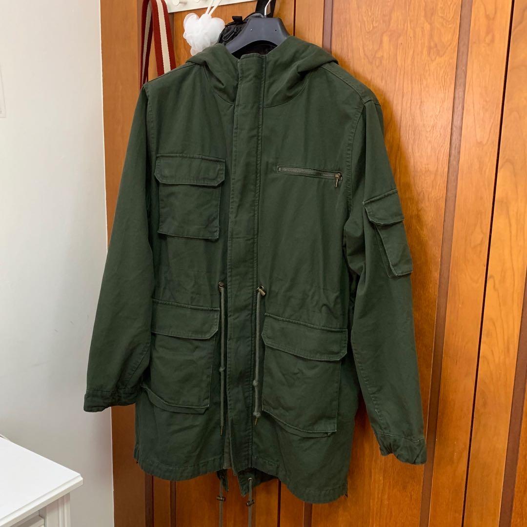 H&M Divided Military Green Cotton Parka (L), Men's Fashion, Coats ...
