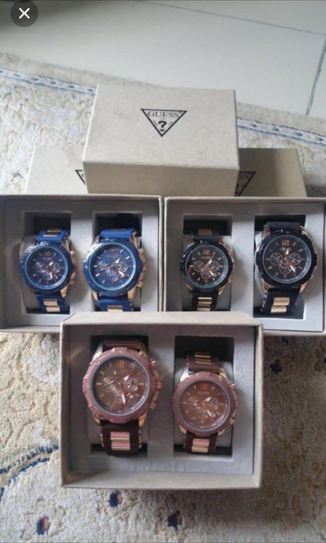 Fremme ledsage at klemme Instock - Couple watch Guess, Luxury, Watches on Carousell