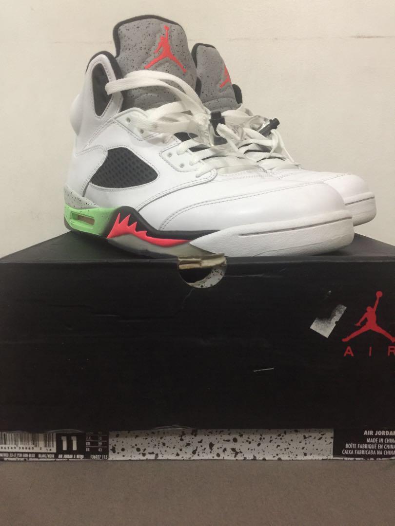 jordan 5 poison green on feet