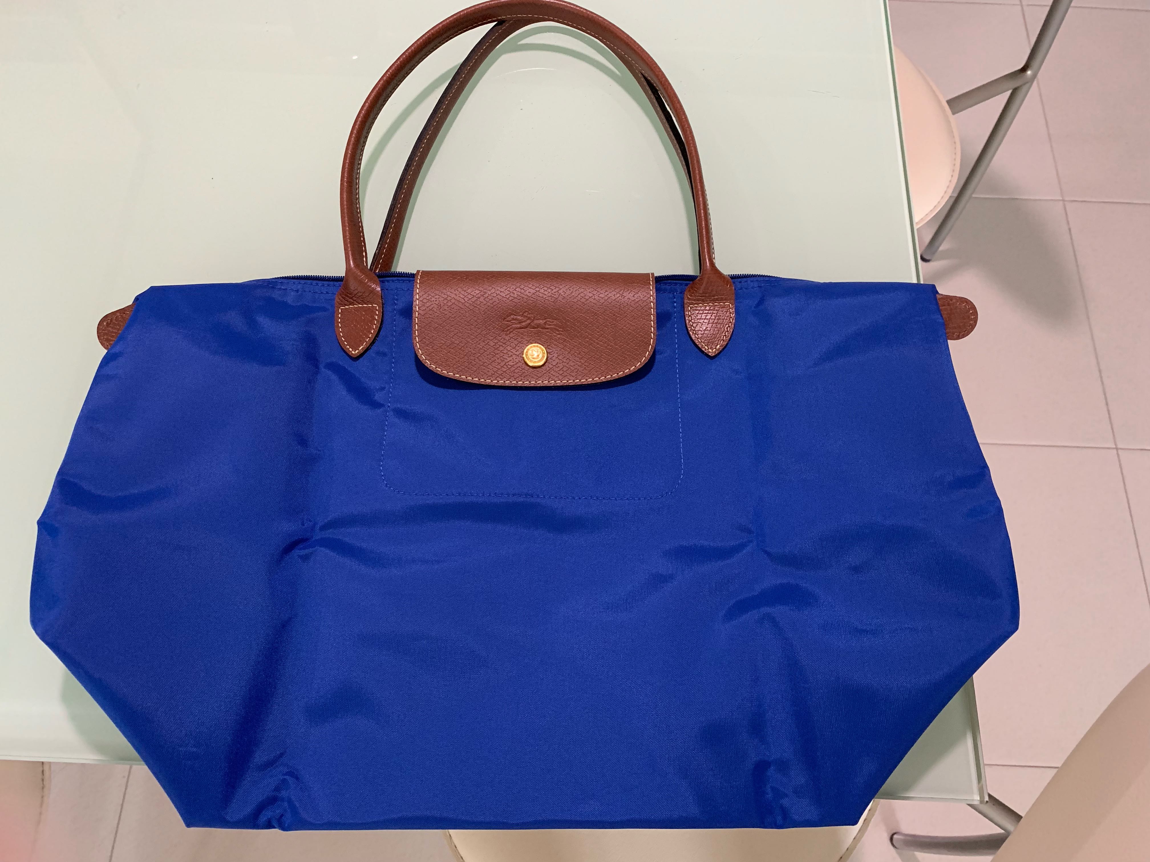 Longchamp le pliage long handle tote in royal blue