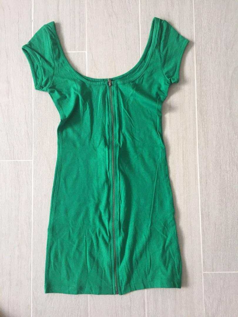 zara green bodycon dress